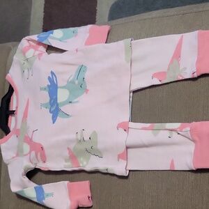 Carter's Pink and Green Dinosaur Pajama Set
